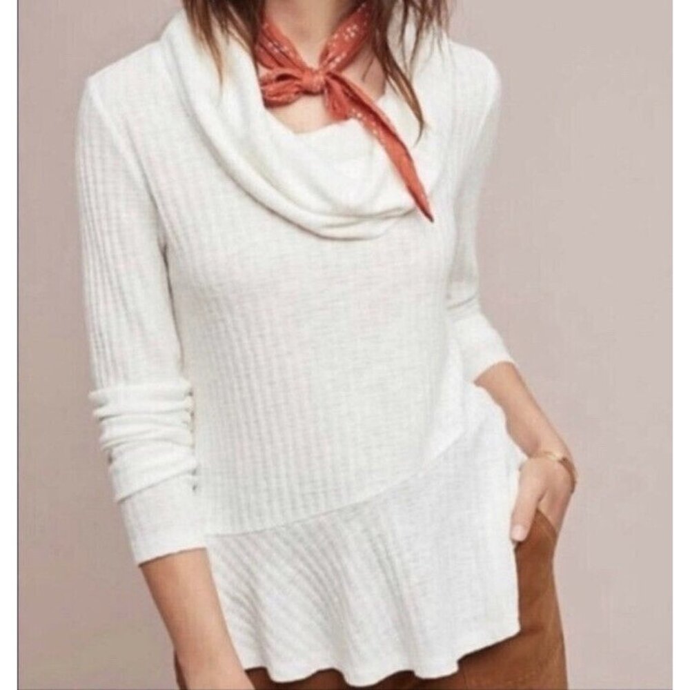 Anthropologie MAEVE Womens Small Cowl Neck Sweater Winterscape Swing‎ Top Shirt